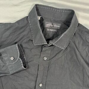 Ralph Lauren Tailored Fit Black 100% Cotton Dress Shirt Men's 16 1/2 Luxury